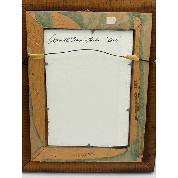 Vintage Artist Signed Painting Annette Perone Leiber Mountain Lake Framed - Picture 4 of 6